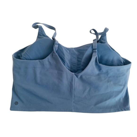 Athleta Elation V-Neck Crop Bra Blue 3X D-DD Nylon/Spandex Adjustable Straps - Picture 2 of 5